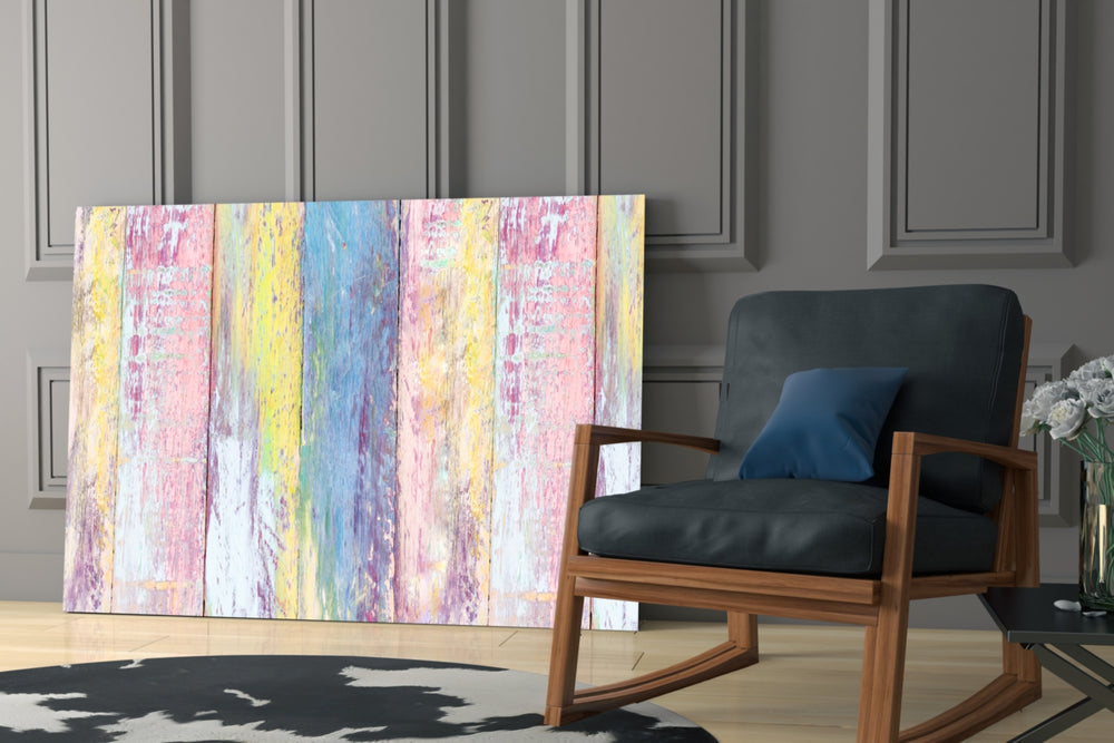 Painted Wood artwork anchoring a bohemian reading corner
