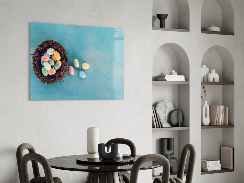 Easter Egg glass print enhancing a child's room or craft space