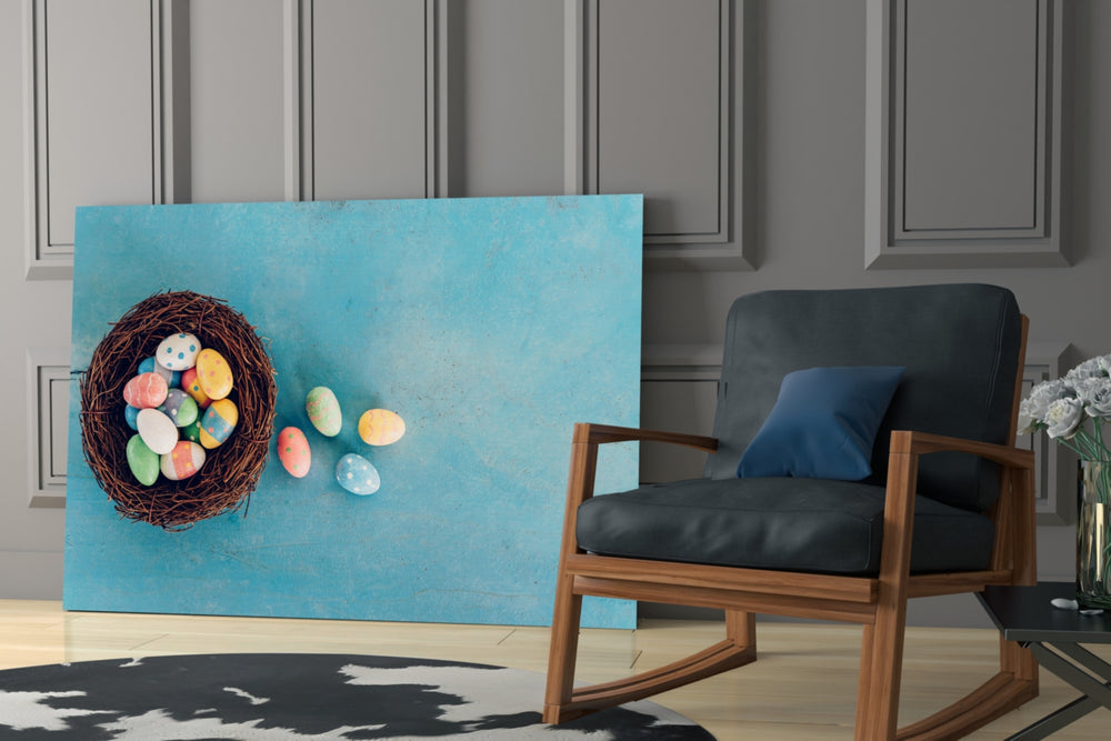 Easter Egg artwork bringing storybook mood to a breakfast nook