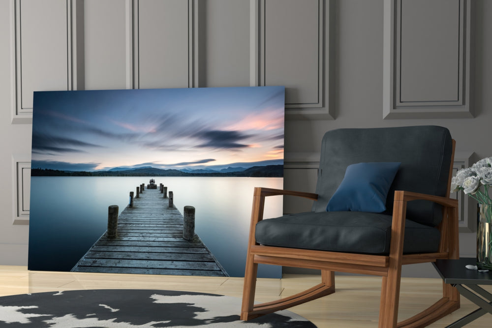 Dock artwork anchoring a reading nook or quiet corner