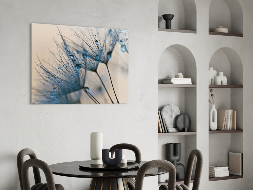 Flower glass print enhancing a hallway with delicate nature detail