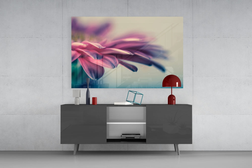 Pink gerbera daisy glass wall art flat view