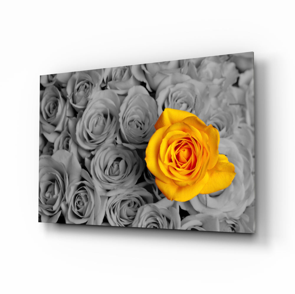 Yellow Rose selective-color panel bringing elegance to a contemporary living space