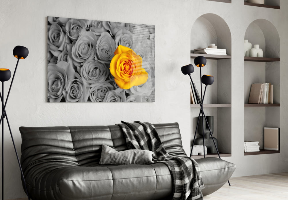 Yellow Rose panel adding warmth to a dressing or vanity area