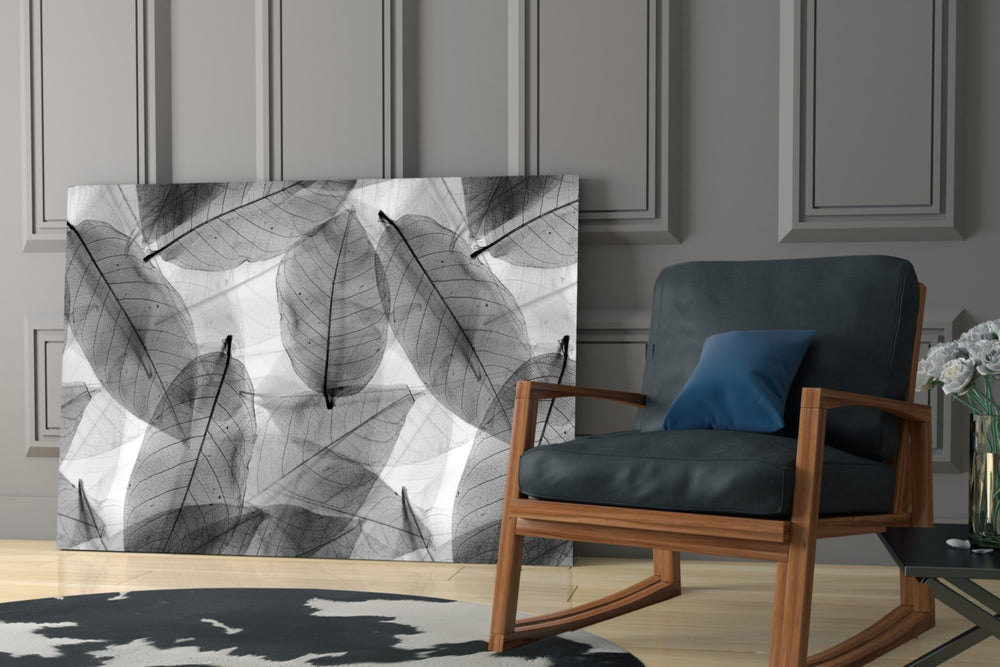 Black and White Leaves artwork bringing botanical restraint to a hallway