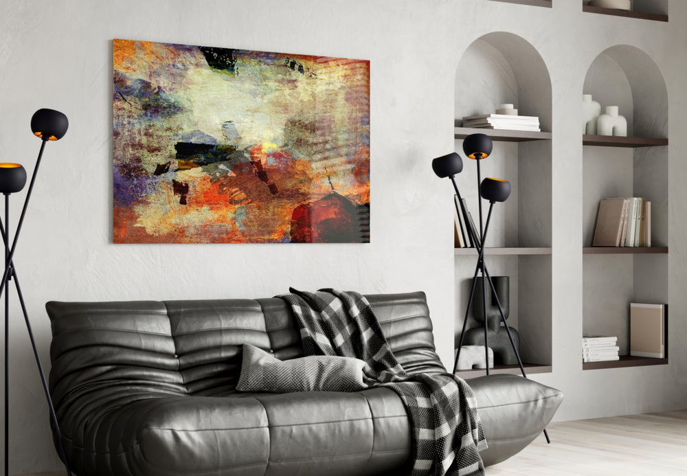 Abstract panel adding weighty color to a study or home office