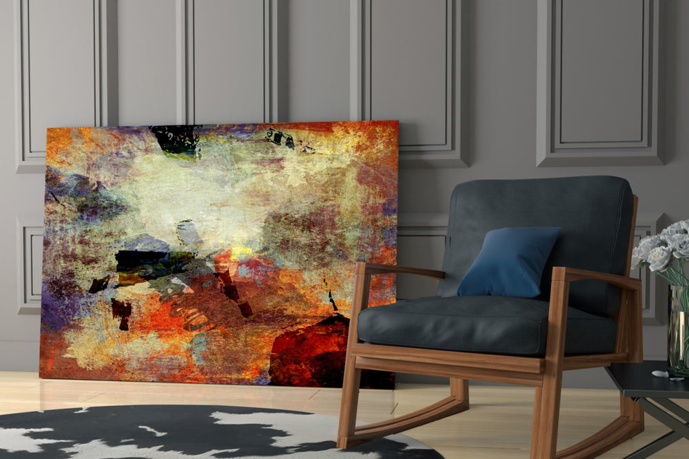 Abstract artwork bringing statement mood to a dining corner