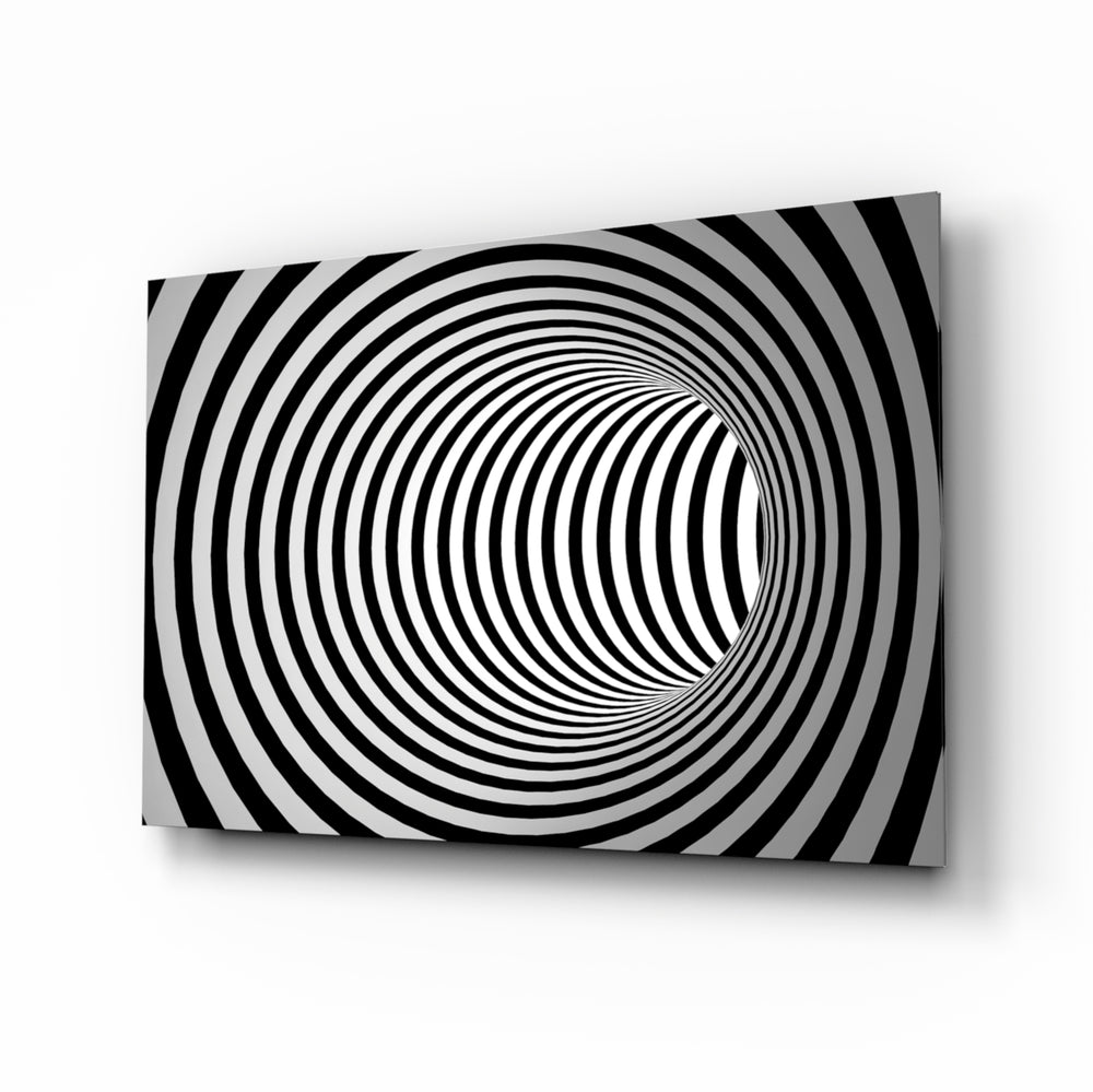 Spiral illusion panel bringing graphic depth to a contemporary living space