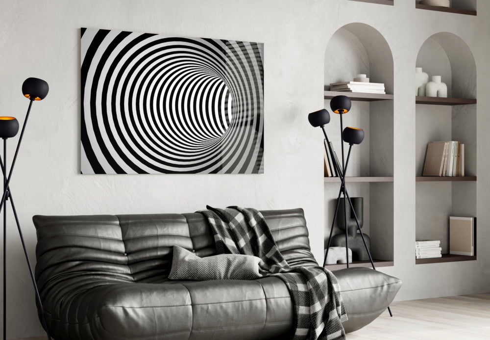 Illusion panel adding visual movement to a creative studio