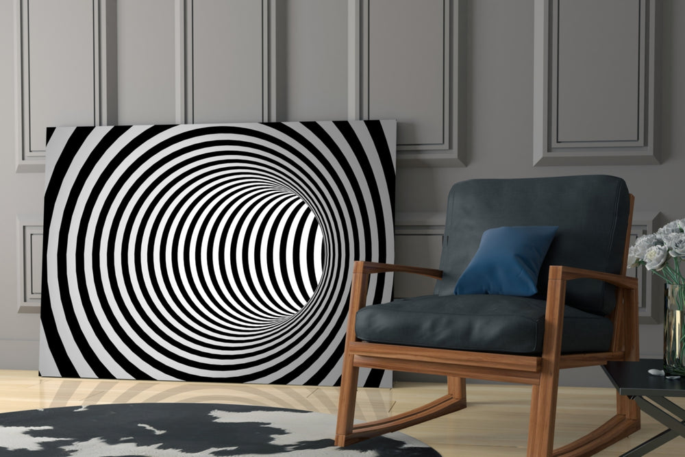 Illusion artwork anchoring a contemporary office wall