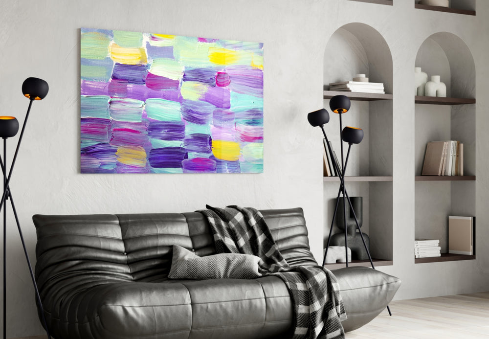 Abstract panel adding calm color to a dressing area or boudoir