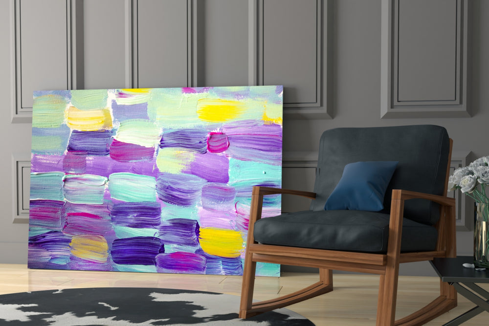 Abstract artwork anchoring a gentle reading corner