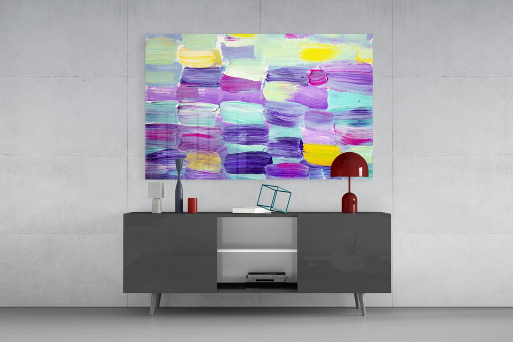 Pastel abstract brushstroke glass wall art flat view