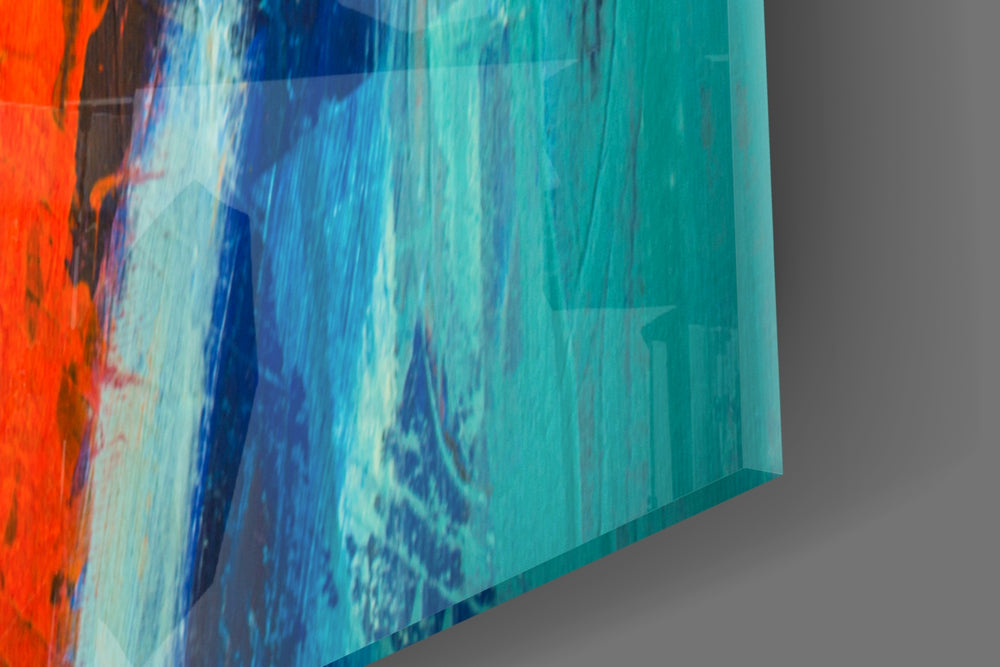 Abstract panel catching daylight to reveal its textured impasto