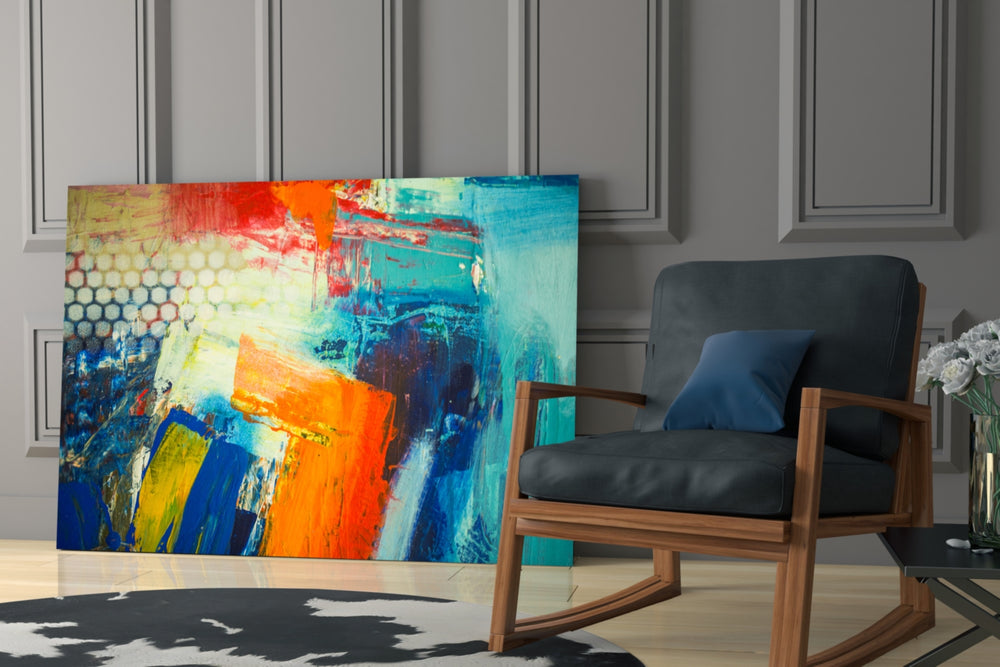 Abstract artwork bringing statement color to a loft or open space