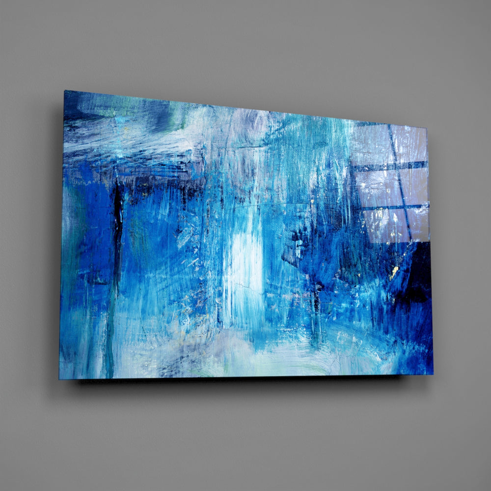 Close-up detail of layered indigo and sapphire brushstrokes