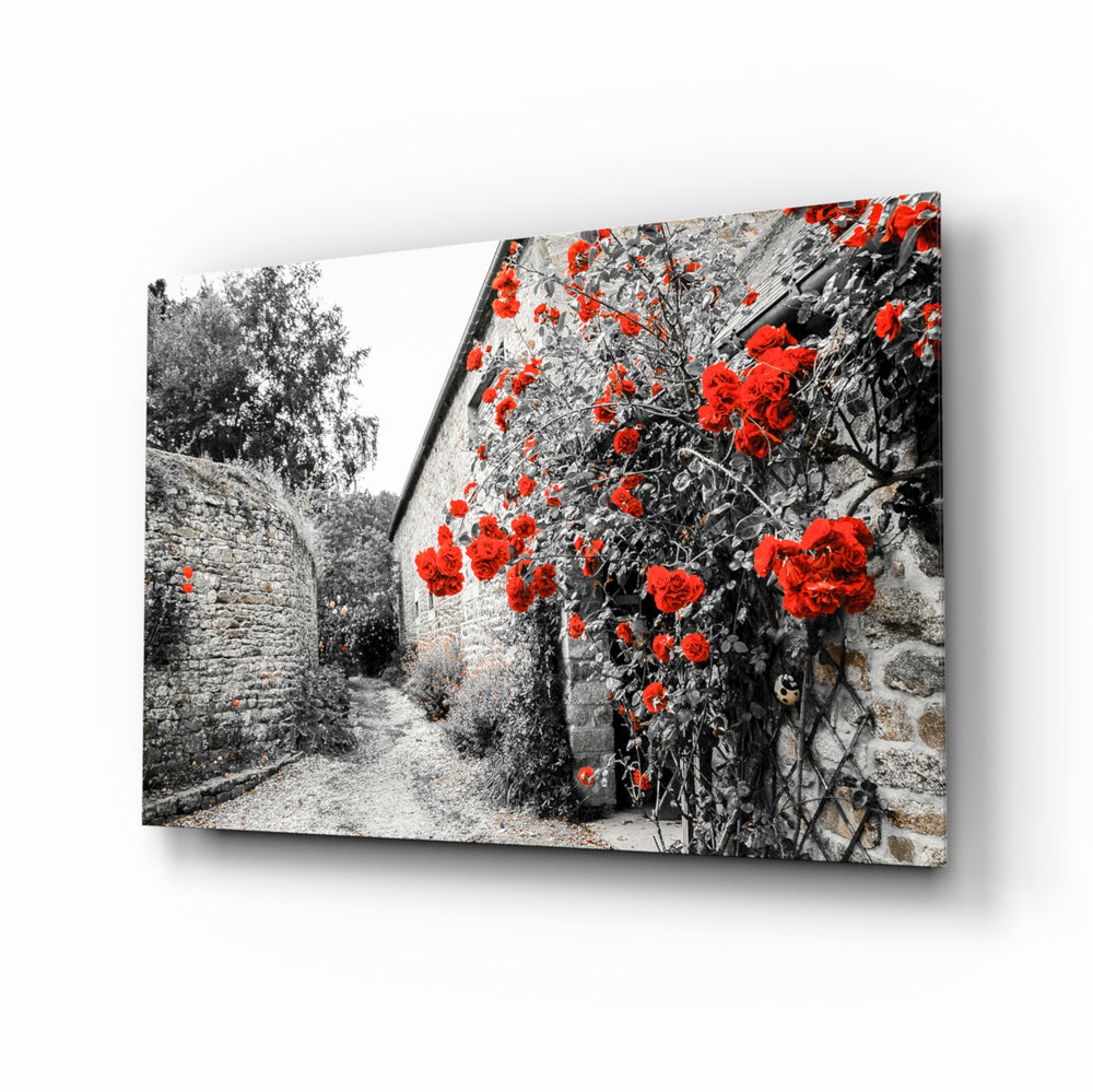 Red Rose village panel bringing romance to a contemporary living space