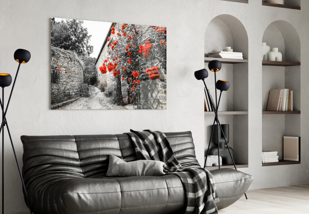 Red Rose panel adding warm mood to an intimate dining corner