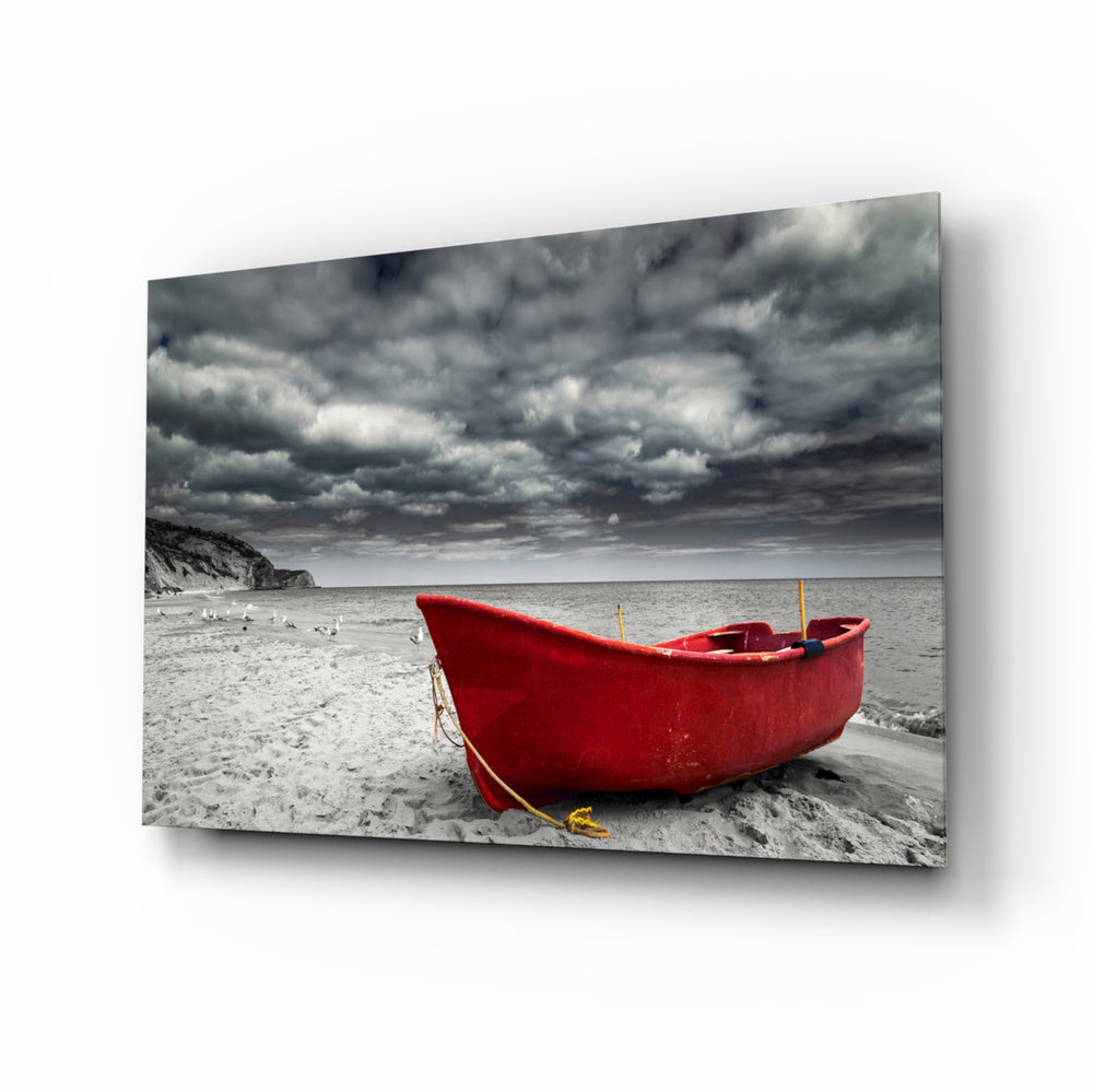 Red Kayak coastal panel bringing cinematic drama to a contemporary living space