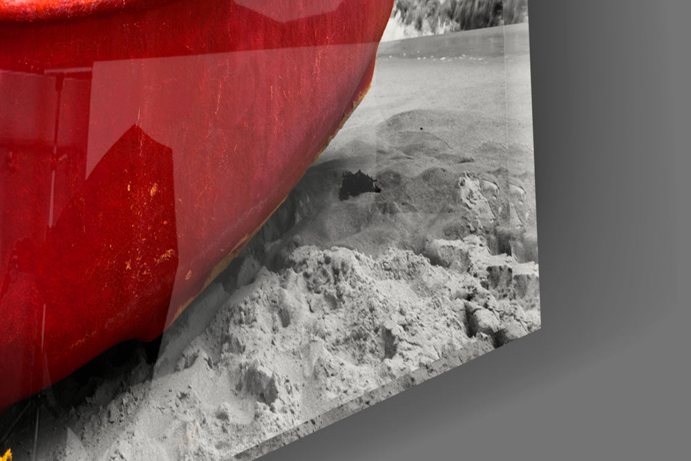 Red Kayak panel catching side light to reveal its red focal point