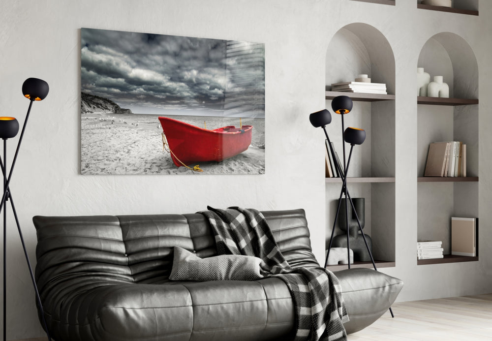 Red Kayak panel adding atmospheric weather to a contemplative bedroom