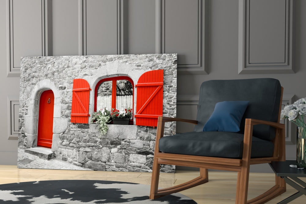 Red Door artwork bringing travel romance to a dining corner