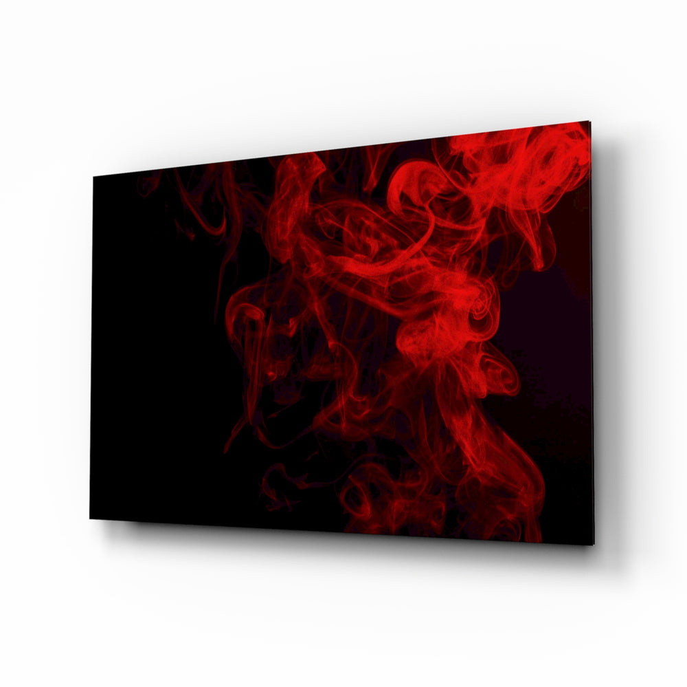 Red Smoke abstract panel bringing dramatic motion to a contemporary living space