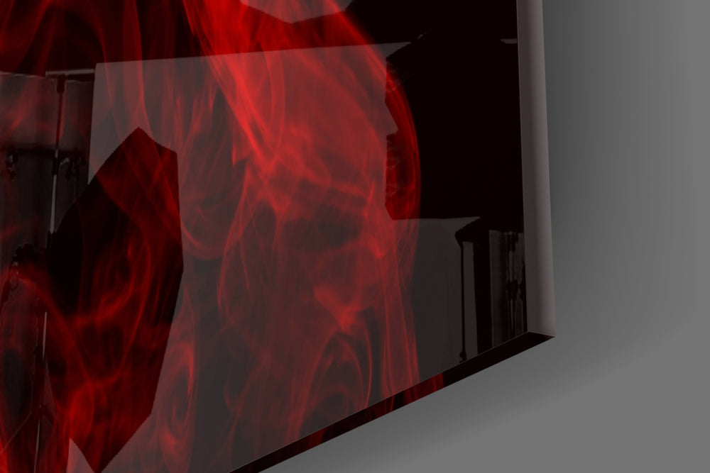 Red Smoke panel catching direct light to reveal its intricate curls