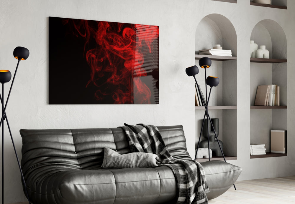 Red Smoke panel adding bold mood to a bar or cocktail area