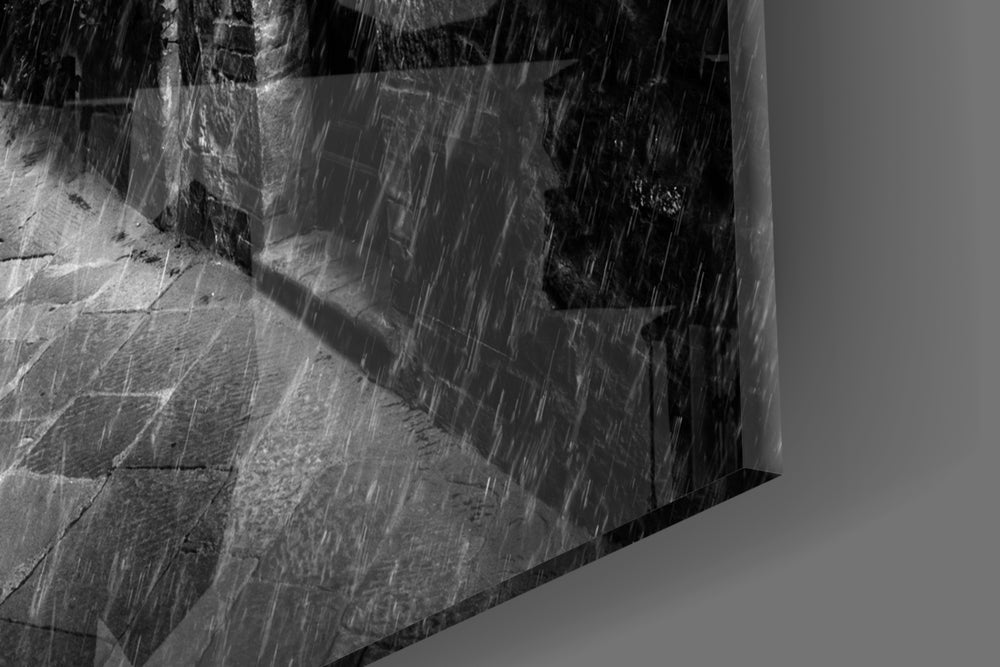 Red Umbrellas panel catching ambient light to reveal its selective color