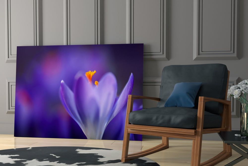 Flower artwork anchoring a quiet reading corner