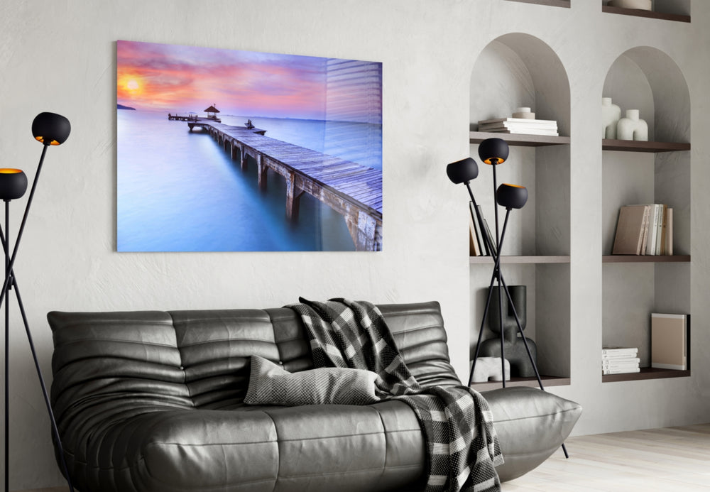 Dock panel adding vacation mood to a living room with coastal character