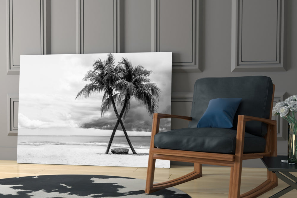 Palm Trees artwork bringing tropical restraint to a reading corner