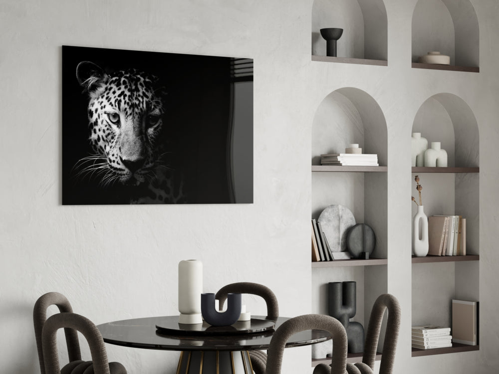 Leopard glass print enhancing a study or library