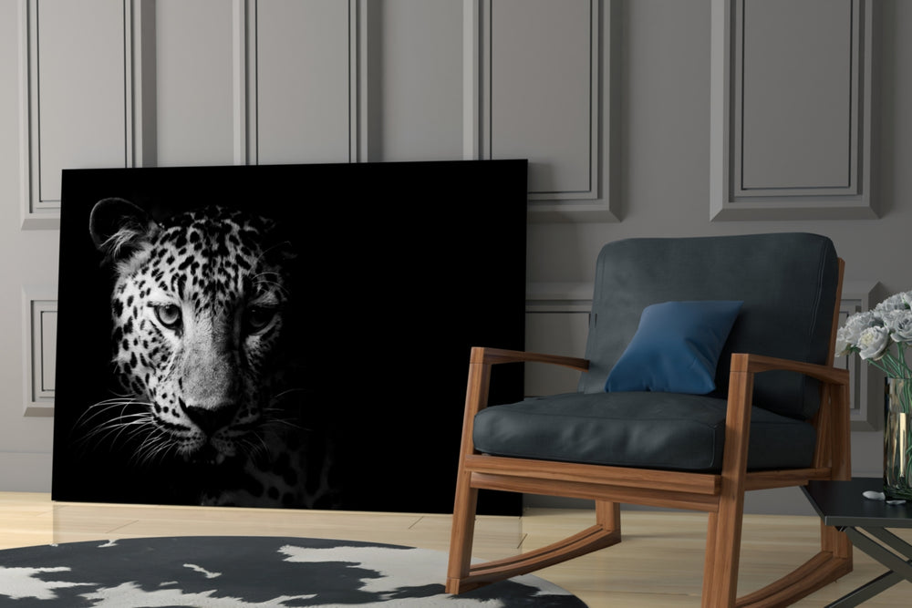 Leopard artwork bringing cinematic portraiture to a modern living room