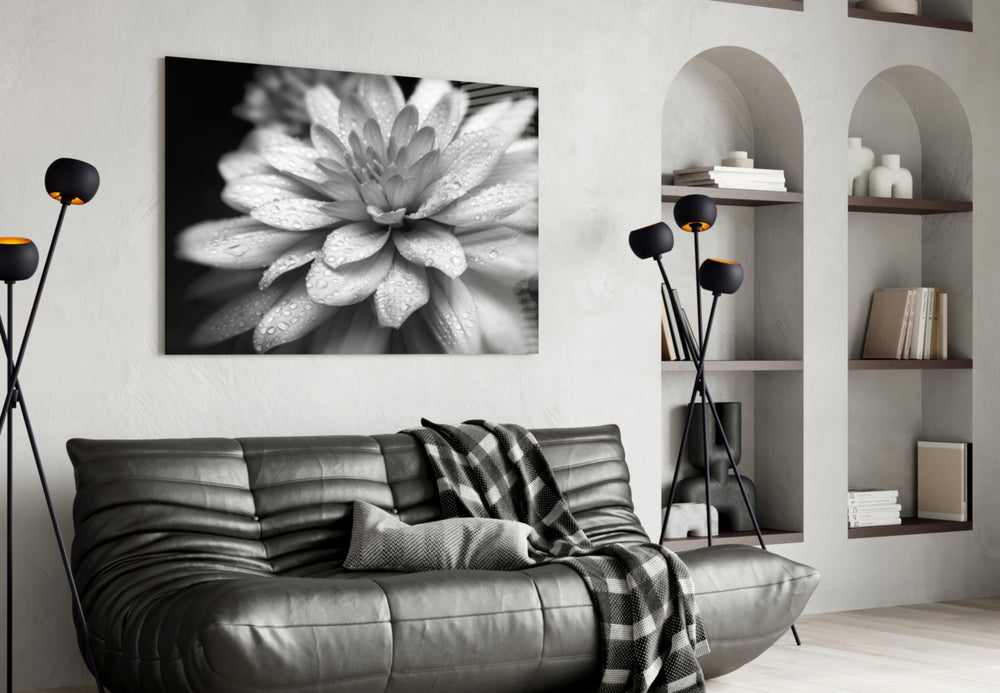Flower panel adding botanical focus to a dressing or vanity area