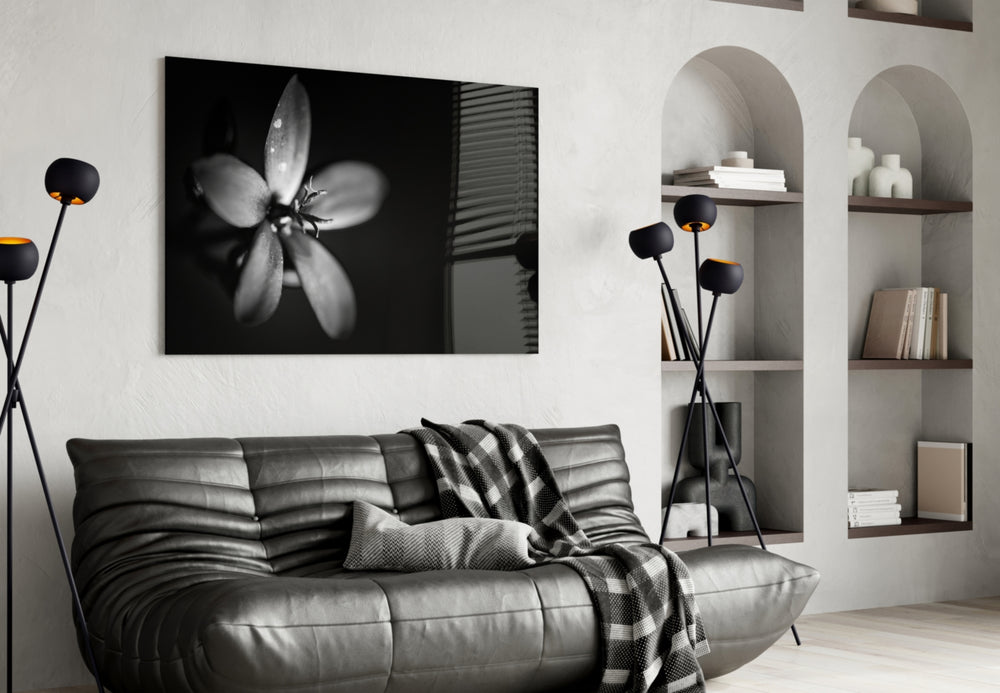 Flower panel adding botanical focus to a dressing area