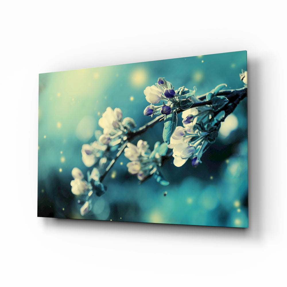 Dreamy blossom panel bringing storybook spring to a contemporary living space