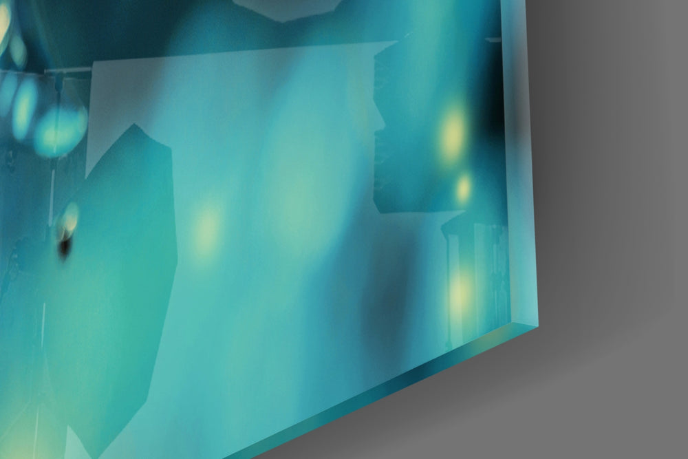 Flower panel catching window light to reveal its dreamy turquoise palette