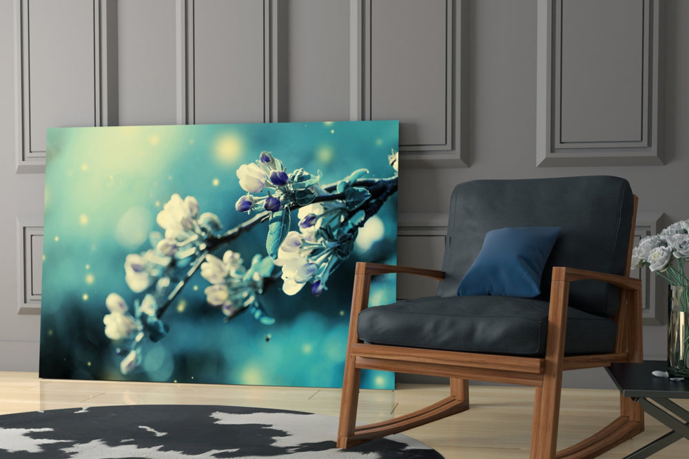 Flower artwork bringing magical mood to a reading corner