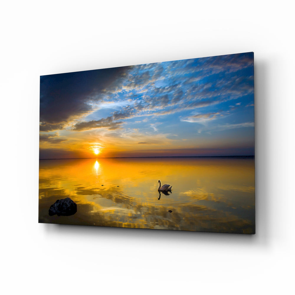 Swan sunset panel bringing poetic calm to a contemporary living space