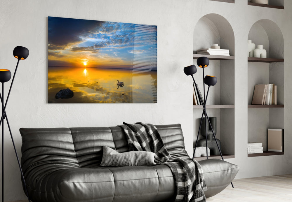 Swan panel adding evening mood to a living room