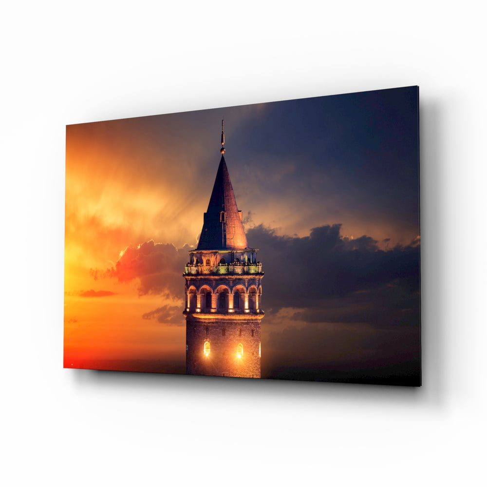 Galata Tower sunset panel bringing Istanbul drama to a contemporary living space