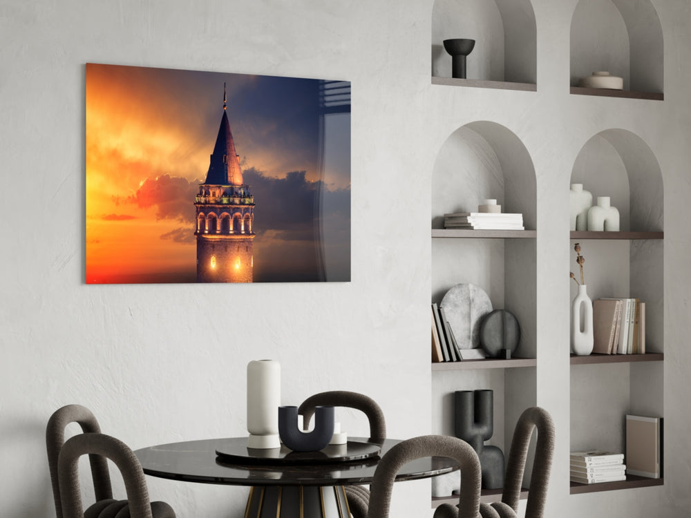 Galata Tower glass print enhancing a hallway with Istanbul character