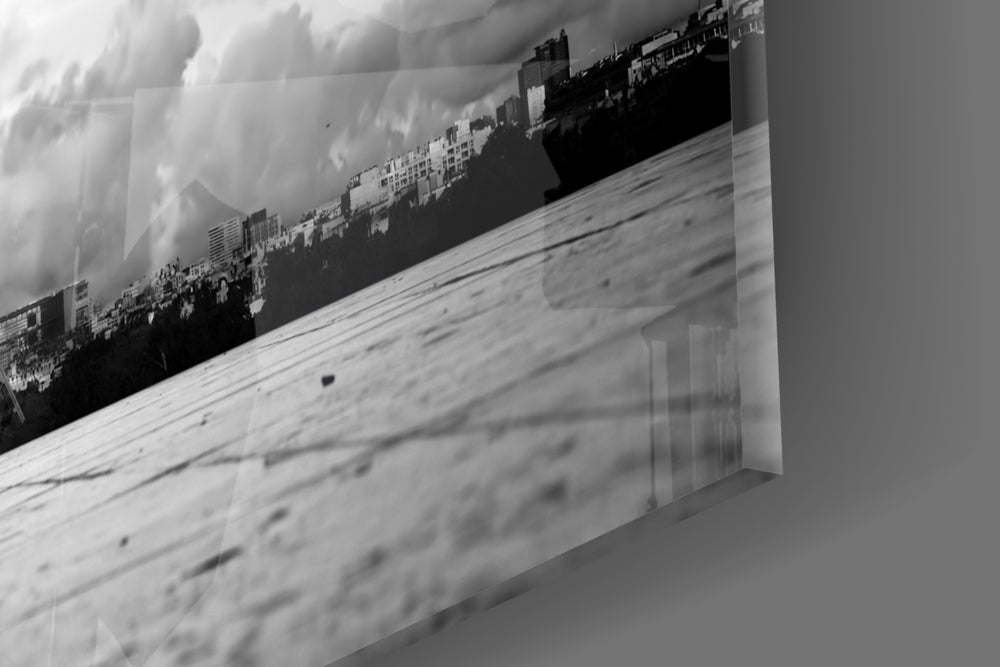 Eiffel Tower panel catching ambient light to reveal its red focal point
