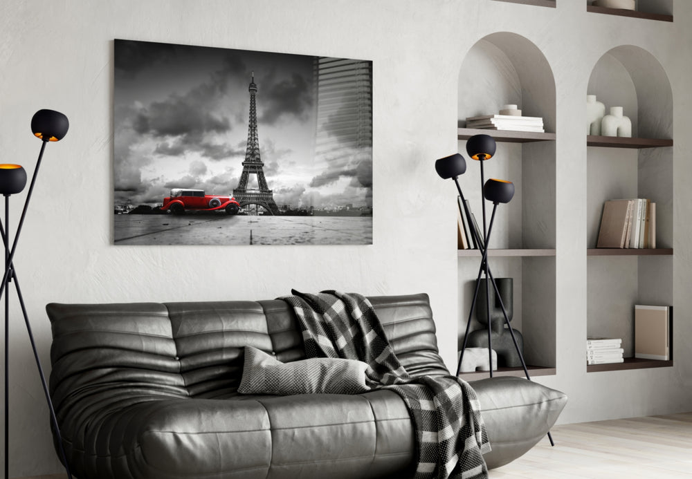 Eiffel Tower panel adding Paris romance to a bedroom
