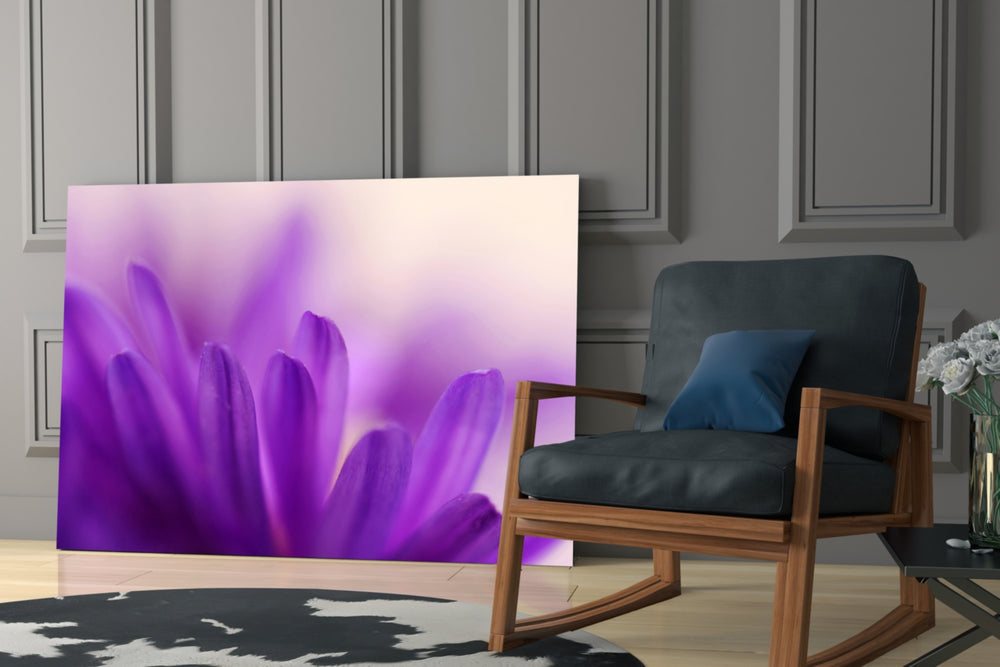 Flower artwork anchoring a quiet reading corner