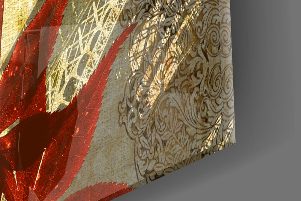 Retro panel catching warm light to reveal its mixed-media textures
