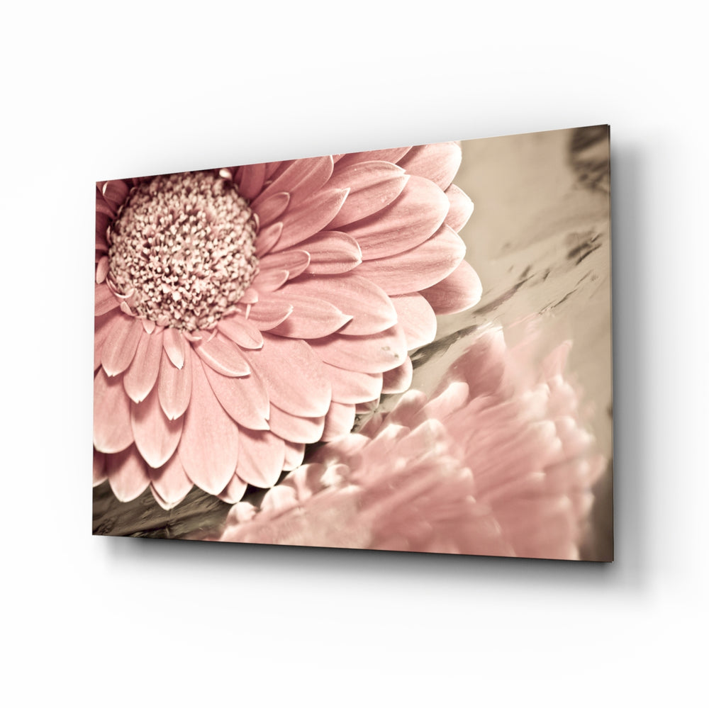 Vintage gerbera panel bringing warm nostalgia to a contemporary living space