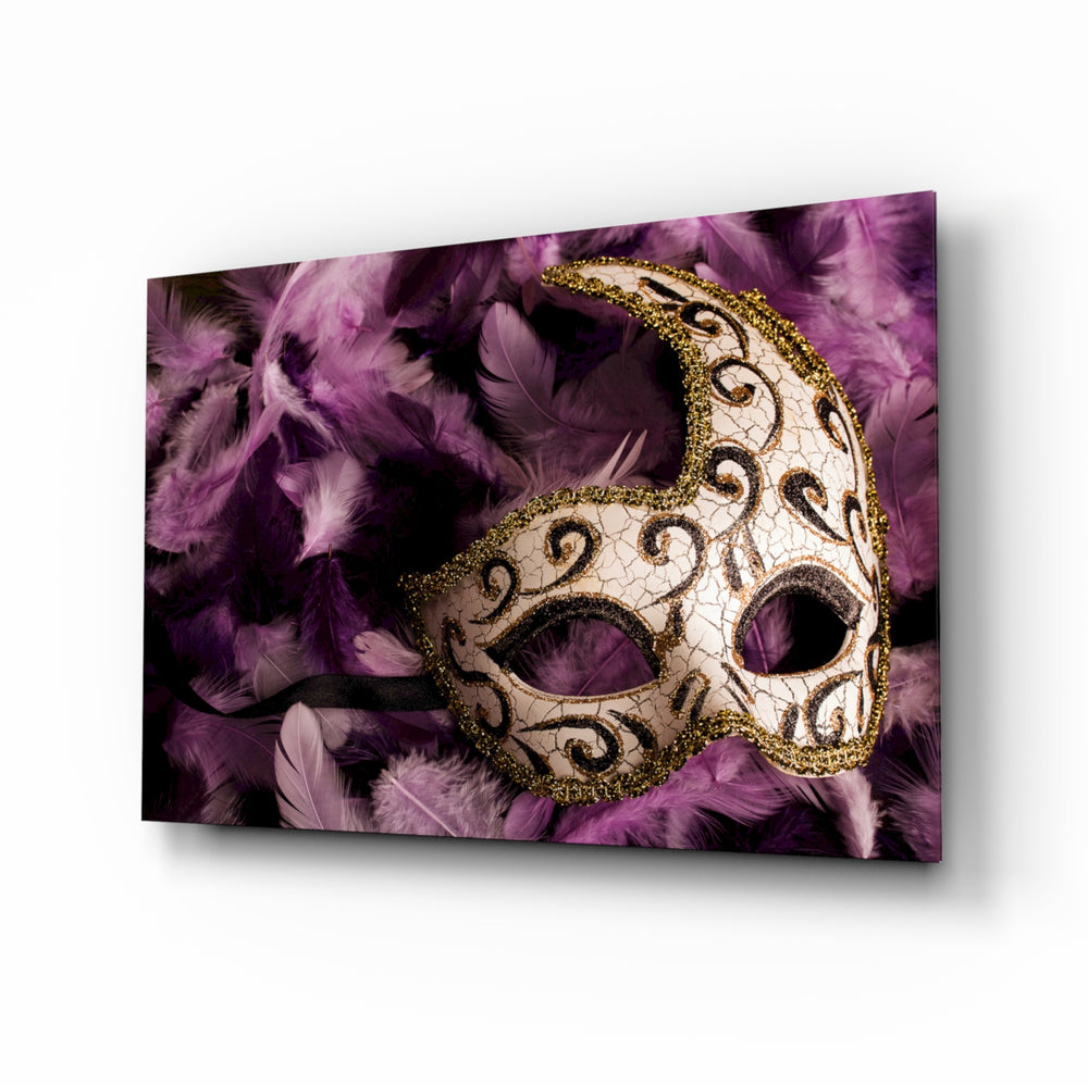 Ivory and gold mask panel bringing regal drama to a contemporary living space